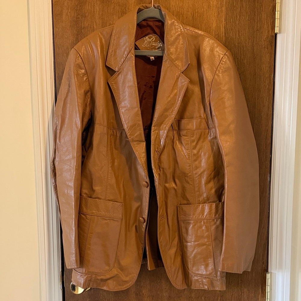 Brown Vegan Leather Blazer